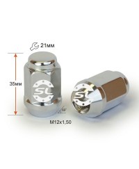 Гайка колесная М12x1,5x35мм Конус Хром Ключ 21 (Chevrolet, Citroen, Daihatsu, Hyundai, Kia, Mazda, Peugeot, Toyota, Lexus)