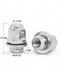 Гайка колесная Getmann M12x1.25x37.5мм Прессшайба D-18.5 Хром Ключ 21