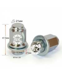 Гайка колесная Getmann М14x1.5x47мм Прессшайба D-18.5 Ключ 21 (Lexus, Toyota)