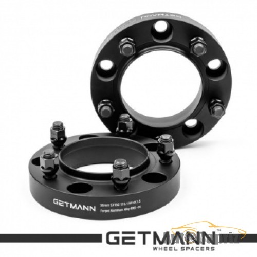 Проставки колесные Колесная проставка-адаптер Getmann 30мм PCD5x150 DIA110.1 со шпильками 14x1.5 для Lexus, Toyota (Кованая) Черная (D-185)