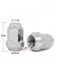 Гайка колесная Getmann М12x1.5x32мм Конус Хром Ключ 17 (Chevrolet, Citroen, Daihatsu, Hyundai, Kia, Mazda, Peugeot, Toyota, Lexus) для узких отверстий в диске