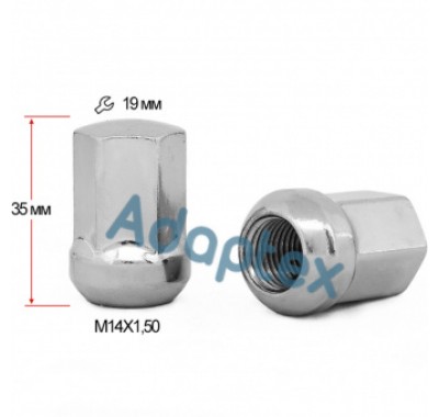 Гайки колесные Гайка колесная Getmann М14x1.5x35мм Сфера Хром Ключ 19 (Acura, Honda) под оригинальные диски