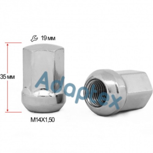 Гайки колесные Гайка колесная Getmann М14x1.5x35мм Сфера Хром Ключ 19 (Acura, Honda) под оригинальные диски