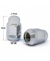 Гайка колесная Getmann M1/2"-20 (M1/2х33мм) Конус Хром Ключ 19 (Jeep, Jaguar, Chevrolet, Dodge, Volvo) дюймовая резьба