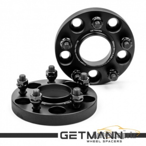 Проставки колесные Колесная проставка-адаптер Getmann 20мм PCD5х114.3 DIA66.1 со шпильками 12x1.25 для Infiniti, Nissan, Renault (Кованая) Черная (D-156)