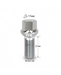 Болт колесный Getmann М14x1.5x27мм Сфера Хром Ключ 17 (Audi, Seat, Skoda, Volkswagen)
