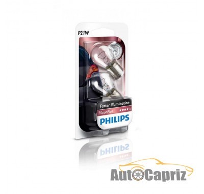 Лампы накаливания Лампа накаливания Philips P21W VisionPlus, 2шт/блистер 12498VPB2
