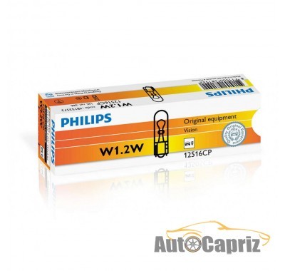 Лампы накаливания Лампа накаливания Philips W1,2W, 10шт/картон 12516CP