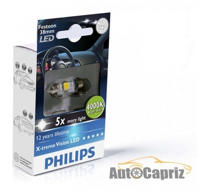 LED-габариты Лампа светодиодная Philips Festoon Vision LED T10.5x38, 4000K, 1шт/блистер 128584000KX1