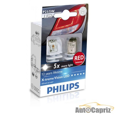 LED-габариты Лампа светодиодная Philips P21/5W RED 12/24V, 2шт/блистер 12899RX2