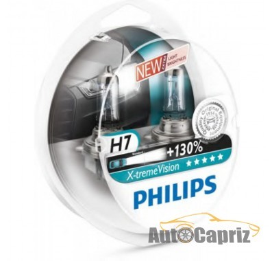 Галогенные лампы Лампа галогенная Philips H7 X-treme VISION +130%, 3700K, 2шт/блистер 12972XV+S2