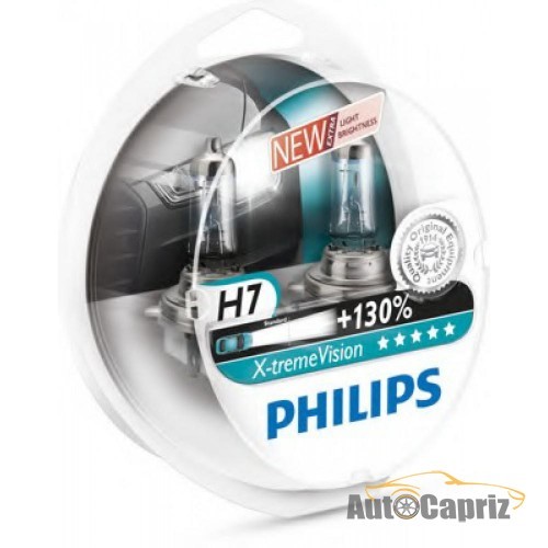 Галогенные лампы Лампа галогенная Philips H7 X-treme VISION +130%, 3700K, 2шт/блистер 12972XV+S2