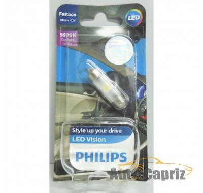 LED-габариты Лампа светодиодная Philips Festoon 38mm, 6000K, 12V, 1шт/блистер 128016000KB1