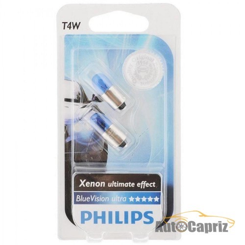 Лампы накаливания Лампа накаливания Philips T4W BlueVision, 2шт/блистер 12929BVB2